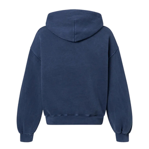 Sweat à capuche zippé oversize bleu marine pour homme, 100 % coton molletonné, coupe classique, idéal pour l'automne - Product Image 2