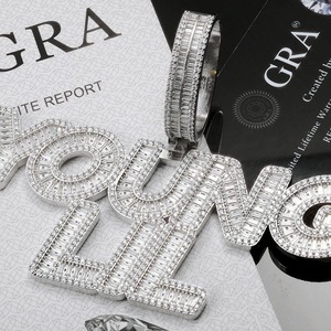 Collar con Colgante de Letra YOUNG LIL, Chapado en Rodio, con Moissanita y Circonitas, Estilo Hip Hop, para Hombre - Product Image 3