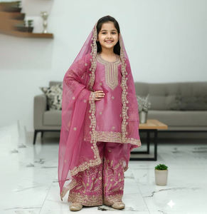 Costume Sharara pour enfants de style indien punjabi pakistanais, broderie, vêtements de fête et de mariage, filles, enfants, shalwar kameez ethnique - Product Image 1