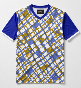 FURAT LEATHERS Camiseta de Baloncesto Unisex con Cuello en V, Sublimada, de Manga Corta, con Estampado Geométrico, de Poliéster que Absorbe la Humedad, Corte Regular - Product Image 4