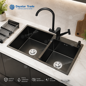 Daystar Tarde Modern Double Bowl Undermount Kitchen Sink Two Hole <b>Brushed</b> Finish Eco-Friendly SUS304 Stainless Steel Easy Clean - Product Image 1