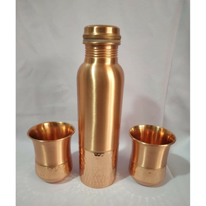 Stylish look Water <b>Bottle</b> with Two Glass Hammered Design For Hydration Yoga & Ayurveda Inspired Drinkware <b>Bottle</b> With Packaging - Product Image 2