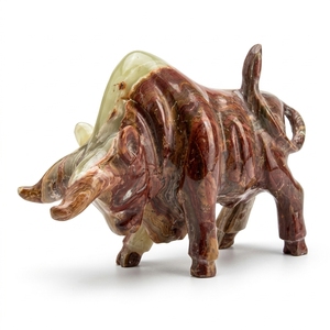 Figurines de buffles en onyx rouge Croxx, sculptées à la main, décoration d'intérieur en pierre, design gravé, modèle élégant - Product Image 1