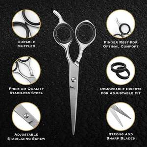 Professional Barber Scissors Stainless Steel Blades <b>Long</b> <b>Handle</b> Right-Handed Hair Cutting Thinning <b>Shears</b> 6 Inch Safety Scissors - Product Image 6
