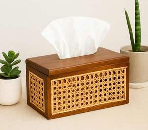 Caja de pañuelos decorativa moderna hecha a mano de madera impresa con un hermoso diseño floral para sala de estar, oficina, coche, soporte para caja de pañuelos. - Product Image 1