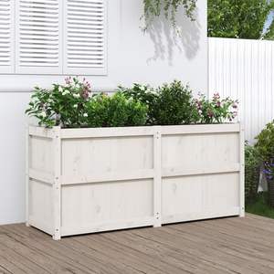 Jardinière en bois de pin massif durable, blanche, 59,1x19,7x27,6 pouces - Pots et jardinières à fleurs - Product Image 1