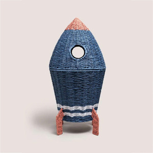 Handwoven Paper Rope Rocket <b>Storage</b> <b>Basket</b> Handmade Wicker Rocket <b>Toy</b> Organizer Kids Room Nursery Decor Decorative <b>Storage</b> Bin - Product Image 1