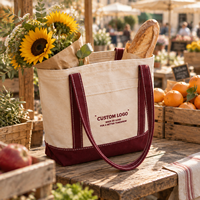 Sac fourre-tout en toile de coton écologique personnalisé, robuste, bicolore, avec poche avant, idéal pour le marché des agriculteurs et les courses