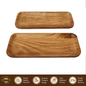 Plateaux rectangulaires en bois au design moderne, plateaux de service pour apéritifs et fruits, décoration, grands plateaux en bois d'acacia, assiettes à collation sans danger pour les aliments - Product Image 5