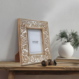 Handmade <b>Wooden</b> Rectangular Photo <b>Frame</b> Ornate Carved Tabletop Decorative <b>Picture</b> <b>Frame</b> 5x7 Inches Vertical - Product Image 1