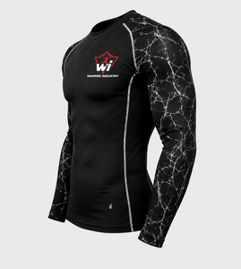 Men's Long Sleeve Rash Guard Black With White Crack Pattern Quick Dry Full Sleeve <b>Compression</b> <b>Shirt</b> for gym ,swim ,and cycling - Product Image 4