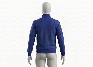 Blouson zippé tricoté bleu roi pour homme, col montant, respirant, écologique, séchage rapide, décontracté, pour l'automne, coupe droite, fermeture frontale - Product Image 2