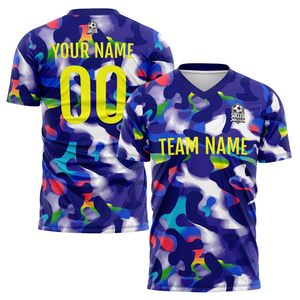 เสื้อฟุตบอลคอวี แขนสั้น พิมพ์ลายแบบซับลิเมชั่น ระบายเหงื่อได้ดี ผลิตจากโพลีเอสเตอร์ 100% สำหรับผู้ใหญ่ ใส่ได้ทั้งชายและหญิง - Product Image 1