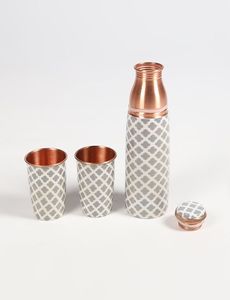 ชุดขวดน้ำทองแดงลายโบฮีเมียนแบบพกพาพร้อมฝาปิด - Product Image 2