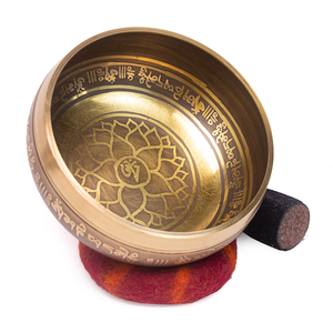 12 cm <b>Tibetan</b> Om Mani Padme Hum Mantra Brass Gold-Plated <b>Singing</b> <b>Bowl</b> Custom Logo Lotus Carved Sound Bath Therapy Meditation - Product Image 2