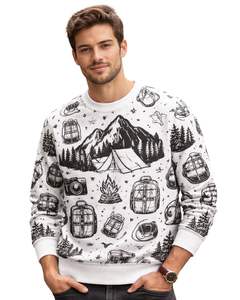 Sudadera Personalizada con Estampado 3D de Montaña Blanca y Negra para Hombre, Sudadera Informal con Cuello Redondo, Sublimación Personalizada, Top de Otoño e Invierno - Product Image 1