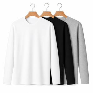 เสื้อยืดแขนยาวผู้ชาย ผ้าฝ้าย 100% 180 GSM พรีเมียม คอกลม ทรงปกติ สวมใส่สบาย ระบายอากาศได้ดี ทนทาน ผ้าถักเนื้อนุ่ม - Product Image 4