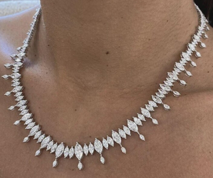 Luxury Marquise Moissanite Drop <b>Necklace</b> Iced Out Tennis Chain Hip Hop Jewellery Bridal <b>Statement</b> Gift - Product Image 2