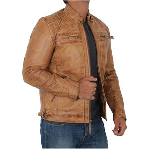 Veste réversible en cuir de vache véritable pour homme, personnalisable en gros, écologique, chaude, marron, streetwear - Product Image 2
