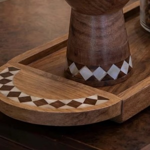 Ensemble de brûleur d'encens en bois fait main avec plateau et pot de rangement pour copeaux d'oud - Product Image 6