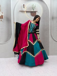 Women Traditional Indian Pakistani <b>Wedding</b> Roman Silk <b>Lehenga</b> Set <b>Red</b> Purple Gold Embroidery Floor-Length Regular Fit - Product Image 4