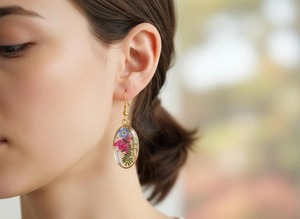 Oval Pressed Flower <b>Earrings</b> Real Floral Resin Original Handmade Botanical <b>Earrings</b> By HWC - Product Image 3