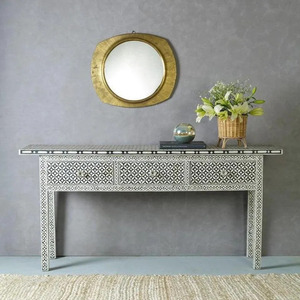 Mesa de Consola Blanca y Negra con Patrón Geométrico, Mesa de Entrada, Mueble Decorativo para el Pasillo, a Precio de Mayoreo - Product Image 6