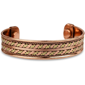 Bracelet magnétique unisexe torsadé tricolore en câble, en métaux mélangés Panchdhatu, bracelet tressé en corde pour thérapie énergétique, vente en gros - Product Image 5