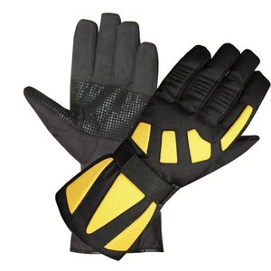 Gants de travail en cuir de vachette noir et jaune, doublés polaire, avec pouce droit, compatibles MIG, protection contre les éclaboussures de métal fondu - Product Image 6