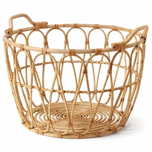 Cane <b>rattan</b> storage baskets rounded shape basket crafted by hand kitchen cabinet organization - Product Image 1