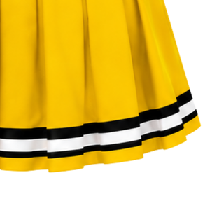 Falda Amarilla Plisada para Animadoras con Ribete de Rayas Blancas y Negras, Uniforme Deportivo para Mujeres y Niñas - Product Image 5