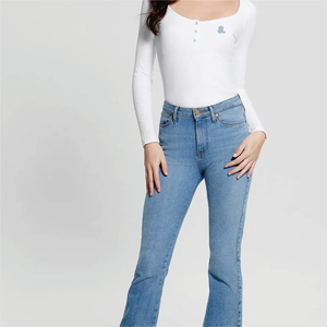 T-shirt Henley à manches longues et col rond pour femme, couleur unie, boutons, coupe classique, tricoté, décontracté, avec logo, teint uni, 100 % biologique, idéal pour l'été - Product Image 2