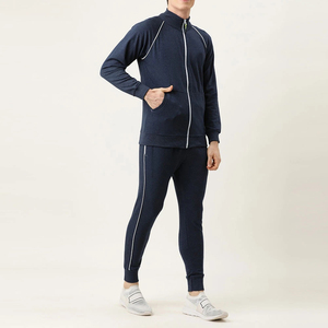 OEM Custom Unisex French Terry Cotton Winter Tracksuit Set for Men <b>Zip</b> <b>Up</b> <b>Jacket</b> & Sweatpants Breathable Lightweight Side Stripe - Product Image 2