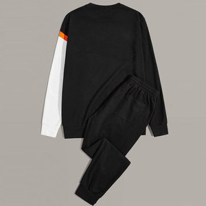 Logo personnalisé vêtements de sport mention mi épissé O cou Jogging impression décontracté hommes survêtements survêtements Orange noir quantité blanc - Product Image 3