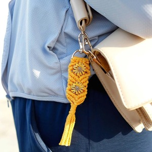 Stylish Boho Star Macrame Keychain Handmade Cotton Rope Keyring Bag Charm Purse <b>Backpack</b> Aesthetic Accessory Gift From India - Product Image 5