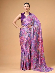 <b>Indian</b> Traditional Ethnic Casual Satin Silk Saree Digital Print Recycled Materials for All-season Daily Wear Festive Function - Product Image 1