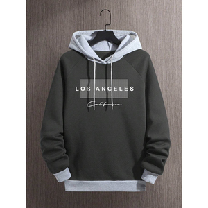 <span class=keywords><strong>Felpa</strong></span> Rossa con Cappuccio da Uomo con Stampa <span class=keywords><strong>Los</strong></span> <span class=keywords><strong>Angeles</strong></span>, Abbigliamento Casual Autunnale, Vestibilità Regolare, in Cotone Lavorato a Maglia, Manica Lunga, Logo Frontale - Product Image 6