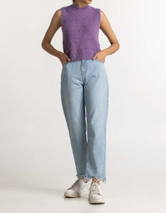 Suéter corto sin mangas para mujer, 100% lana pura, suéter largo grueso, cárdigan holgado de lana para mujer - Product Image 1