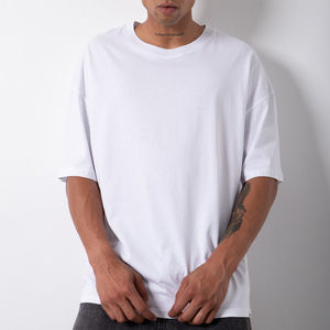 T-shirt Col Rond Homme Vintage Lavé en Coton Épais Coupe Oversize Manches Courtes Décontracté Streetwear Qualité Premium Rétro – Vente en Gros - Product Image 1