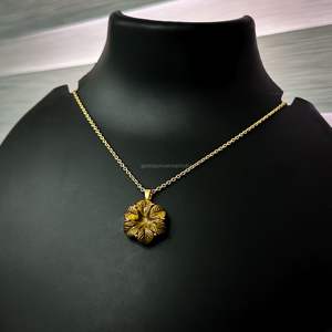 Colgante de ojo de tigre AAA con forma de flor, collar de cristal tallado a mano para mujer, colgante de piedra preciosa, fabricación de joyería artesanal al por mayor - Product Image 3