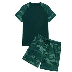 Conjunto de Pantalones Cortos de Camuflaje para Hombre, Camiseta de Cuello Redondo con Cordón Ajustable en la Cintura Elástica, Ropa Casual Ligera de Verano, Conjunto de Dos Piezas Unisex - Product Image 5