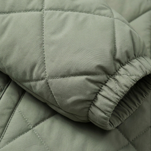 Custom <b>Women</b> <b>Cropped</b> Fashion Outerwear <b>Jacket</b> Water Resistant Quilted Pattern <b>Puffer</b> Coat Snap Placket Elastic Cuff Parka - Product Image 5