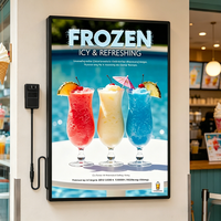Cadre d'affichage publicitaire LED A2 A3 pour les magasins de thé au lait, les restaurants de hamburgers, à suspendre au mur, boîte à lumière rétroéclairée à haute luminosité