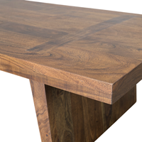 Table basse rectangulaire moderne en bois d'acacia massif avec plateau en acacia et pieds en bois inclinés, idéale pour la maison, le bureau ou l'appartement