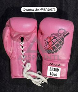 Guantes de Boxeo de Cuero Blanco Monk de Alta Calidad, Nuevos, con Cierre de Cordones, Diseño Personalizado con Estampado de Granada, Estilo Winning - Product Image 2