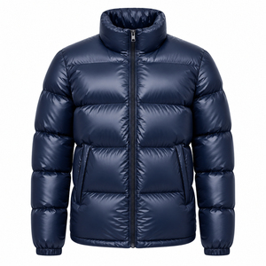 Water-Resistant Winter Jacket Solid Color Polyester Cotton Quilted Coat With <b>Fleece</b> Padded <b>Men</b> Puffer Jacket <b>Men's</b> <b>Black</b> Stand - Product Image 6