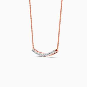 Delicado Collar con Barra de Diamantes Cultivados en Laboratorio, Elaborado con 0.40 Ct |   En oro amarillo, blanco y rosa de 9 quilates - Product Image 2