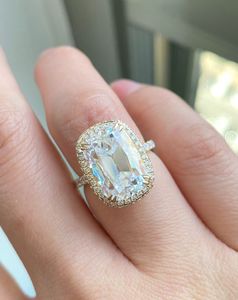 Anillo Iced Jewelz de 5.10 quilates con corte cojín, chapado en oro amarillo de 14K, para ella, con certificado IGI, ¡Gran Venta! - Product Image 6