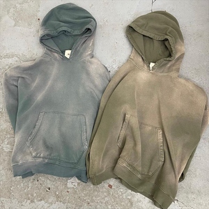 Sweat à capuche en molleton pour homme, délavé au soleil, avec appliqué, effet délavé à l'acide, broderie et patchwork, personnalisable, vente en gros, des fabricants de vêtements de premier plan - Product Image 3