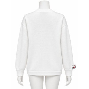 Cardigan en tricot blanc pour femme, col en V, manches longues, broderie logo OES, écusson étoile, style preppy, idéal pour l'hiver et les loisirs en extérieur - Vente en gros - Product Image 4